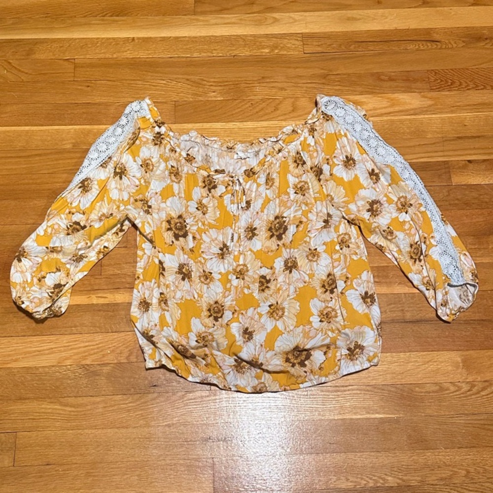 Maurices Cream Off The Shoulder Blouse with Puff Sleeves